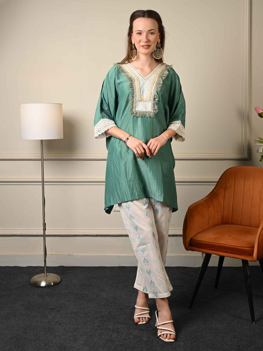 Pastel Green Kaftan Coord Set