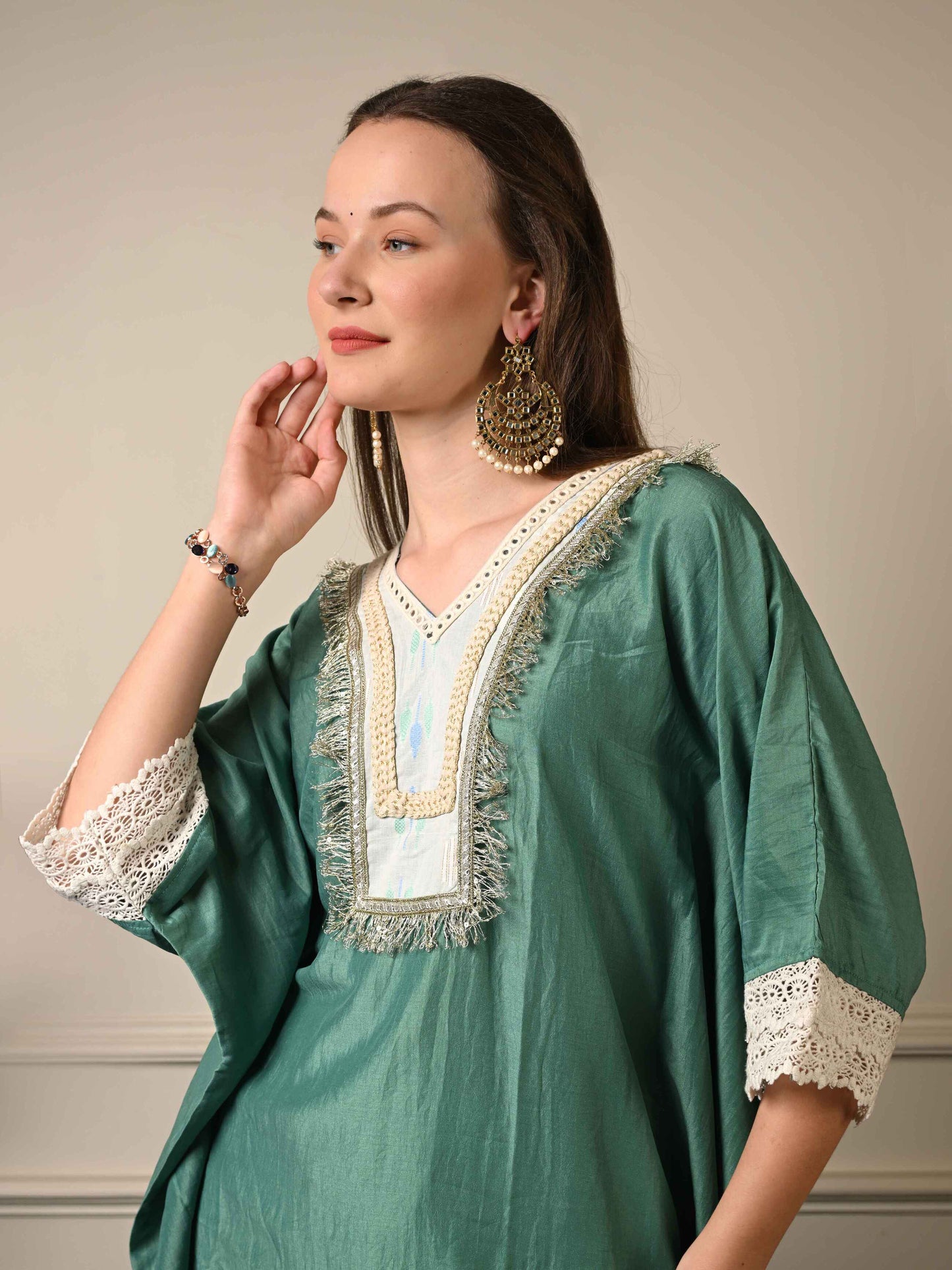 Pastel Green Kaftan Coord Set