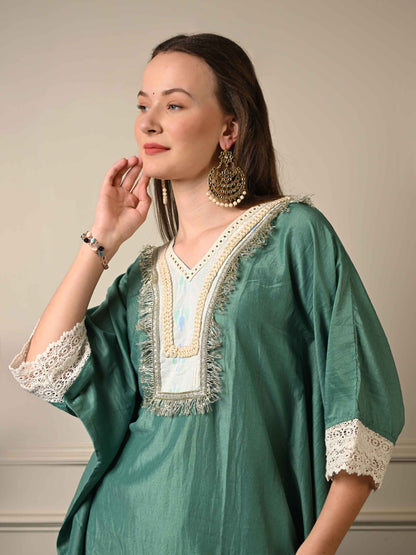 Pastel Green Kaftan Coord Set