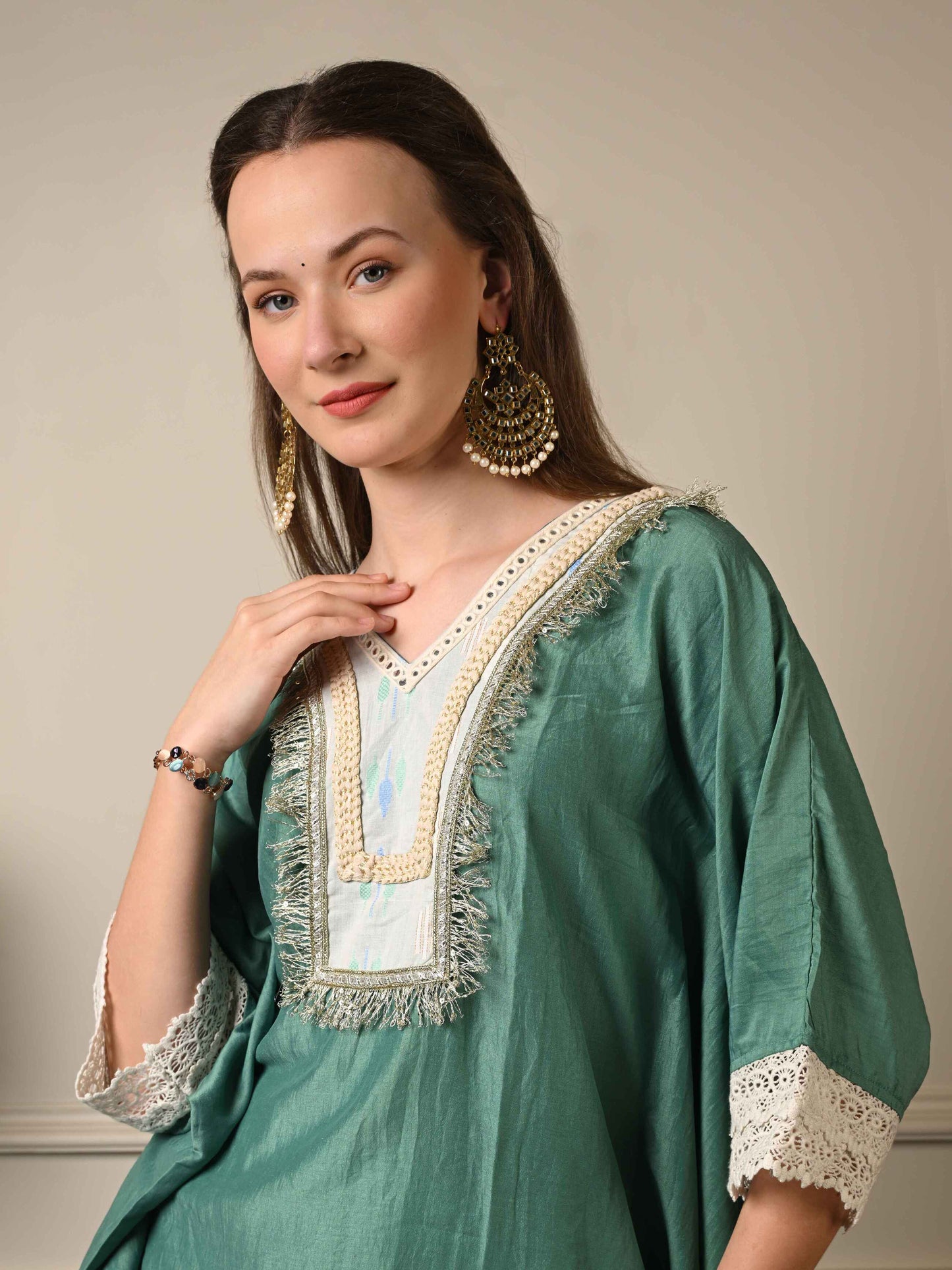 Pastel Green Kaftan Coord Set