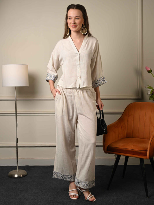 Off White Linen Coord Set
