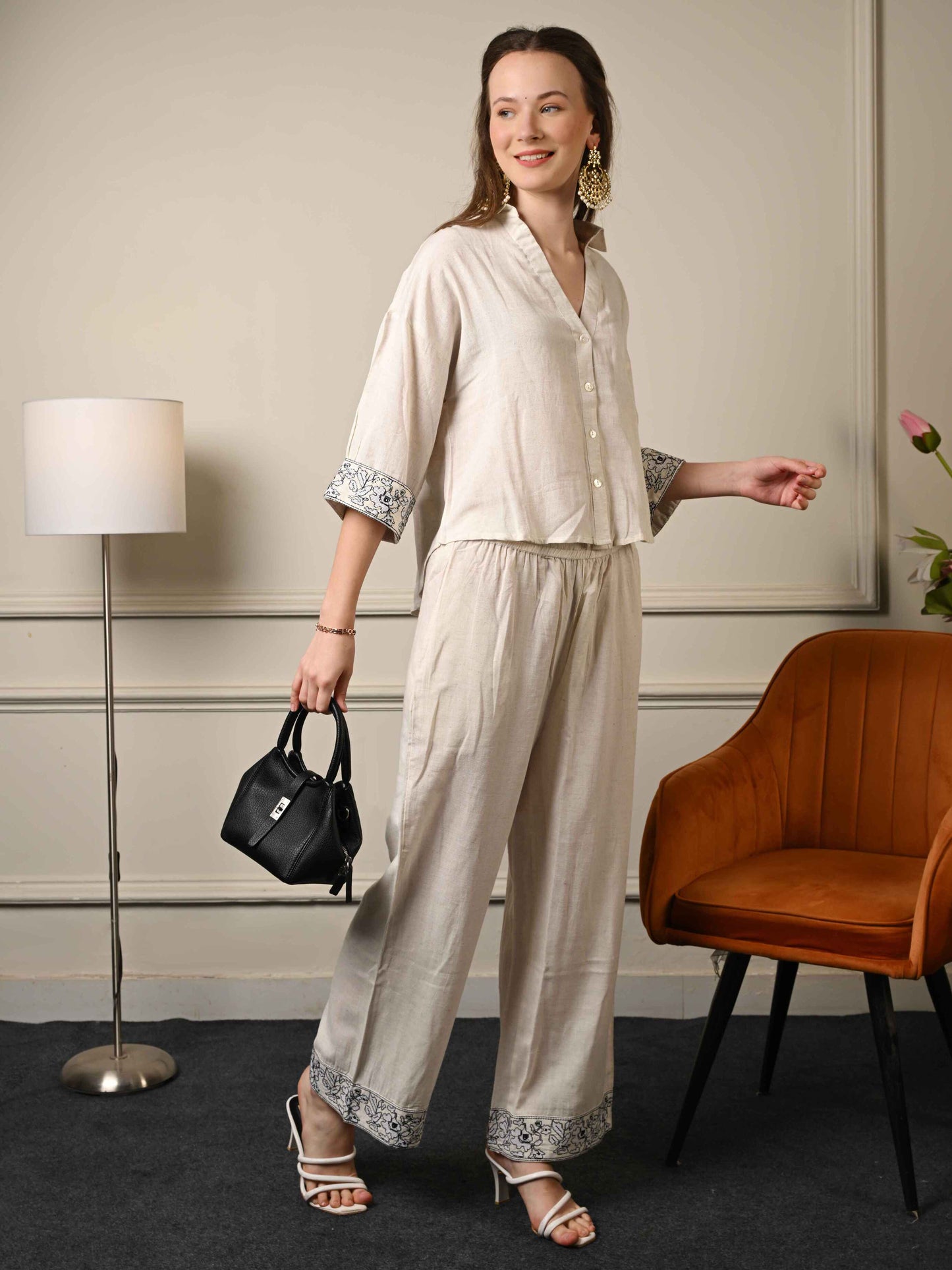 Off White Linen Coord Set