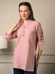 Dusky Pink Shirt Style Top