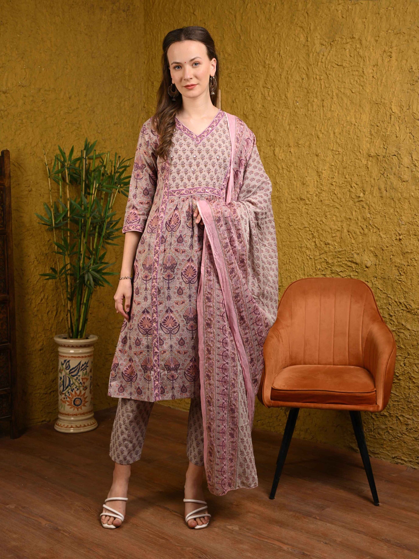 Onion Pink Jaipuri Printed Cotton Suit Set
