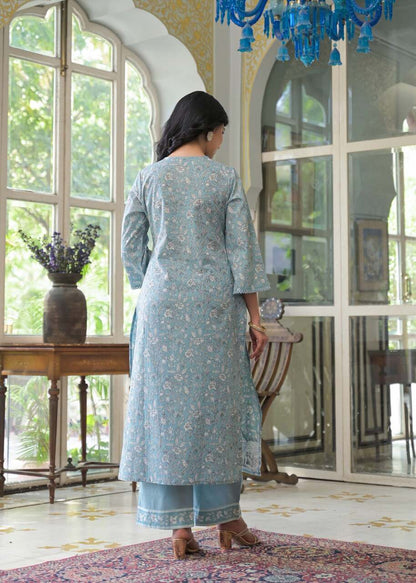 Storm Serenity Greyish Blue Cotton Suit Set