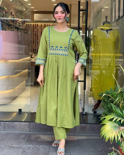 Celadon Green Flared Kurta Pant Set