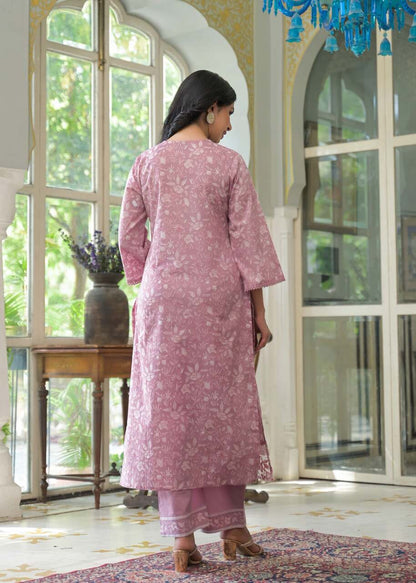Opaline Blush Pink Cotton Suit Set
