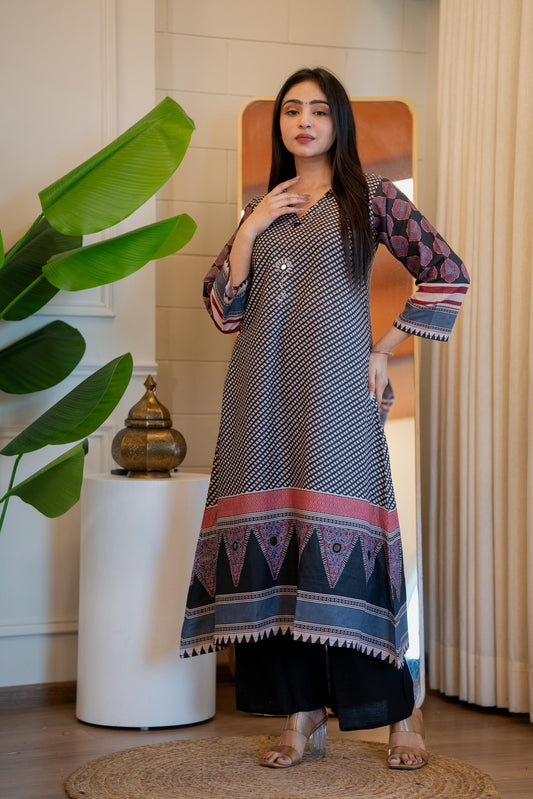 Midnight Blue Flared Kurta Pant Set