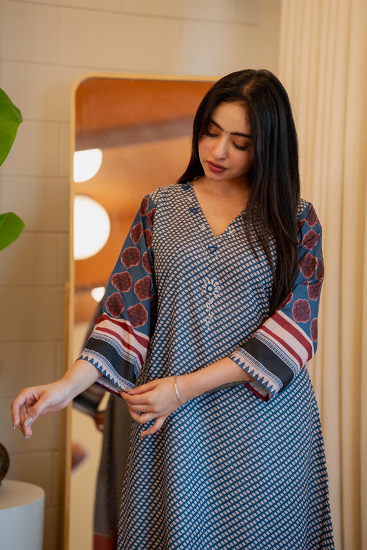 Midnight Blue Flared Kurta Pant Set
