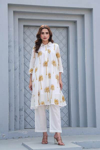 Tropical Brown Organic Cotton Kurta Set