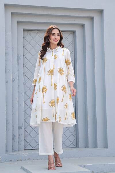 Tropical Brown Organic Cotton Kurta Set