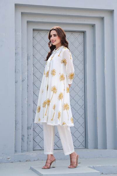 Tropical Brown Organic Cotton Kurta Set