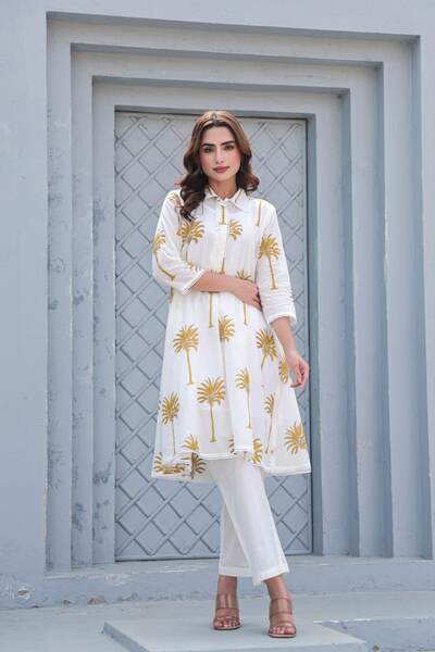 Tropical Brown Organic Cotton Kurta Set