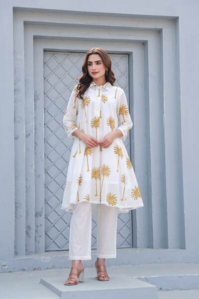 Tropical Brown Organic Cotton Kurta Set