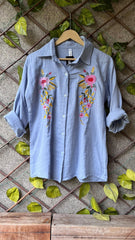 Ultramarine Blue Shirt Style Top