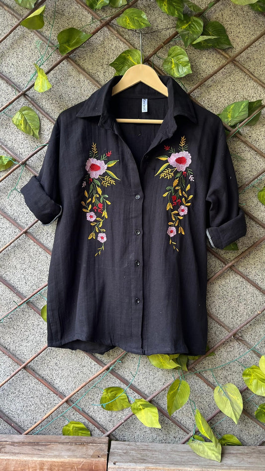 Sable Black Shirt Style Top