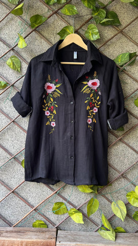 Sable Black Shirt Style Top