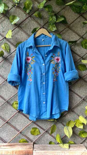 Ink Blue Shirt Style Top