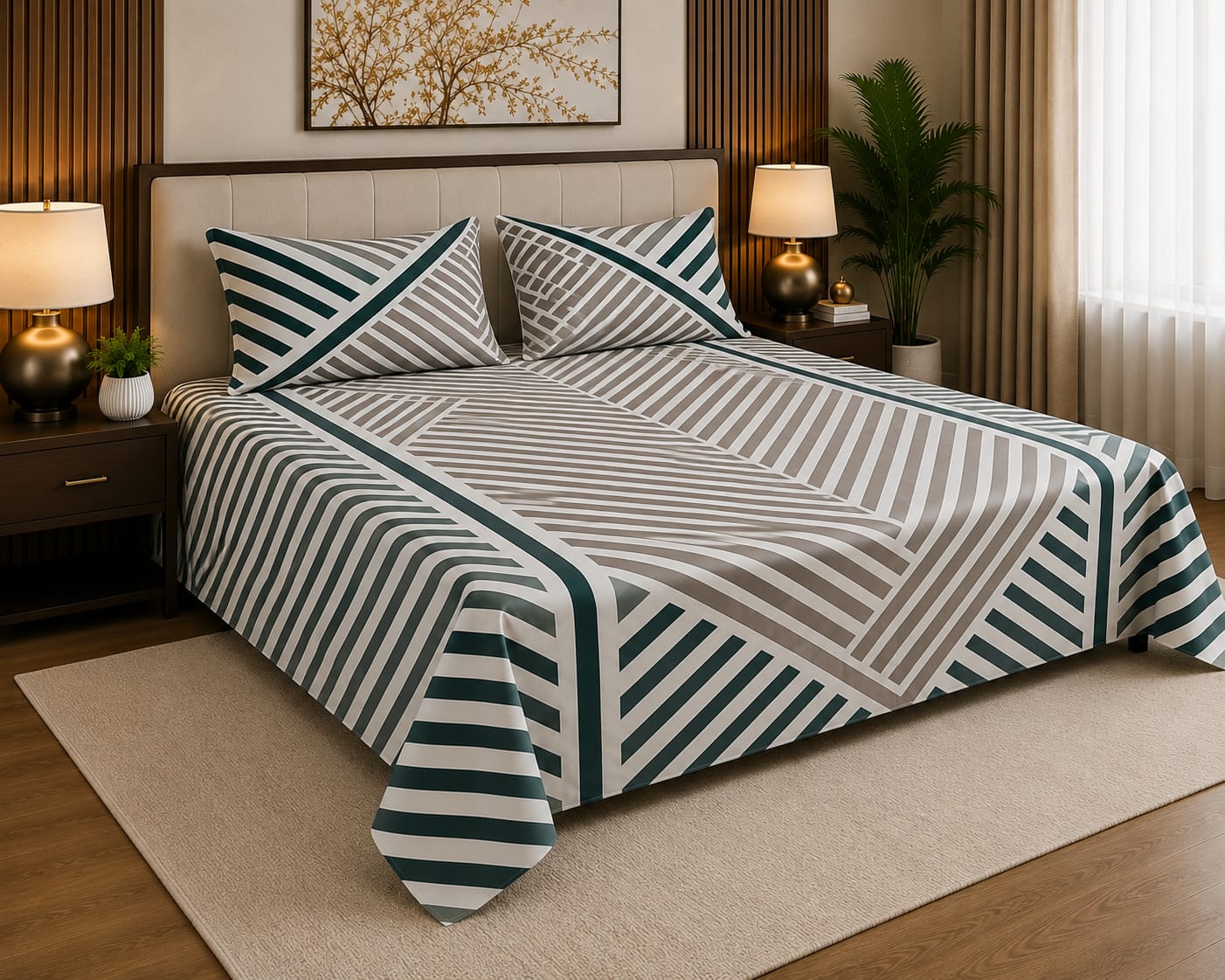Sapphire Geometric Bedsheet