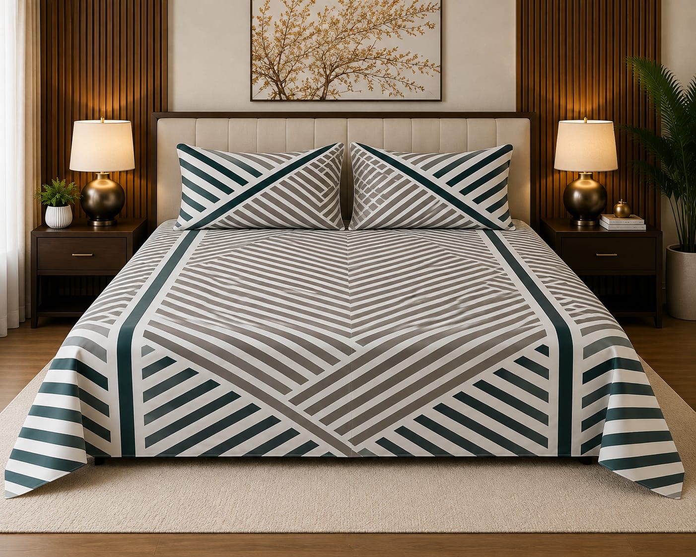 Sapphire Geometric Bedsheet