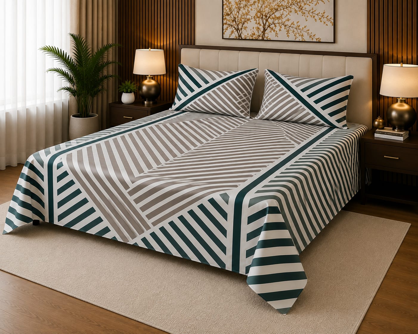 Sapphire Geometric Bedsheet