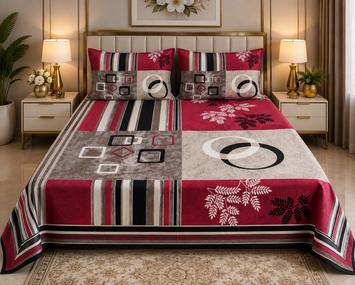 Ruby Red Print Bedsheet