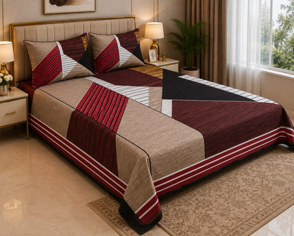 Earthy Brown Geometric Bedsheet