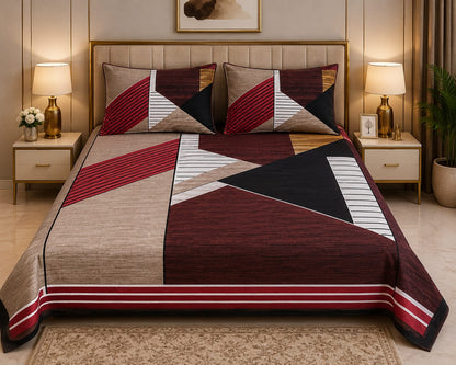 Earthy Brown Geometric Bedsheet