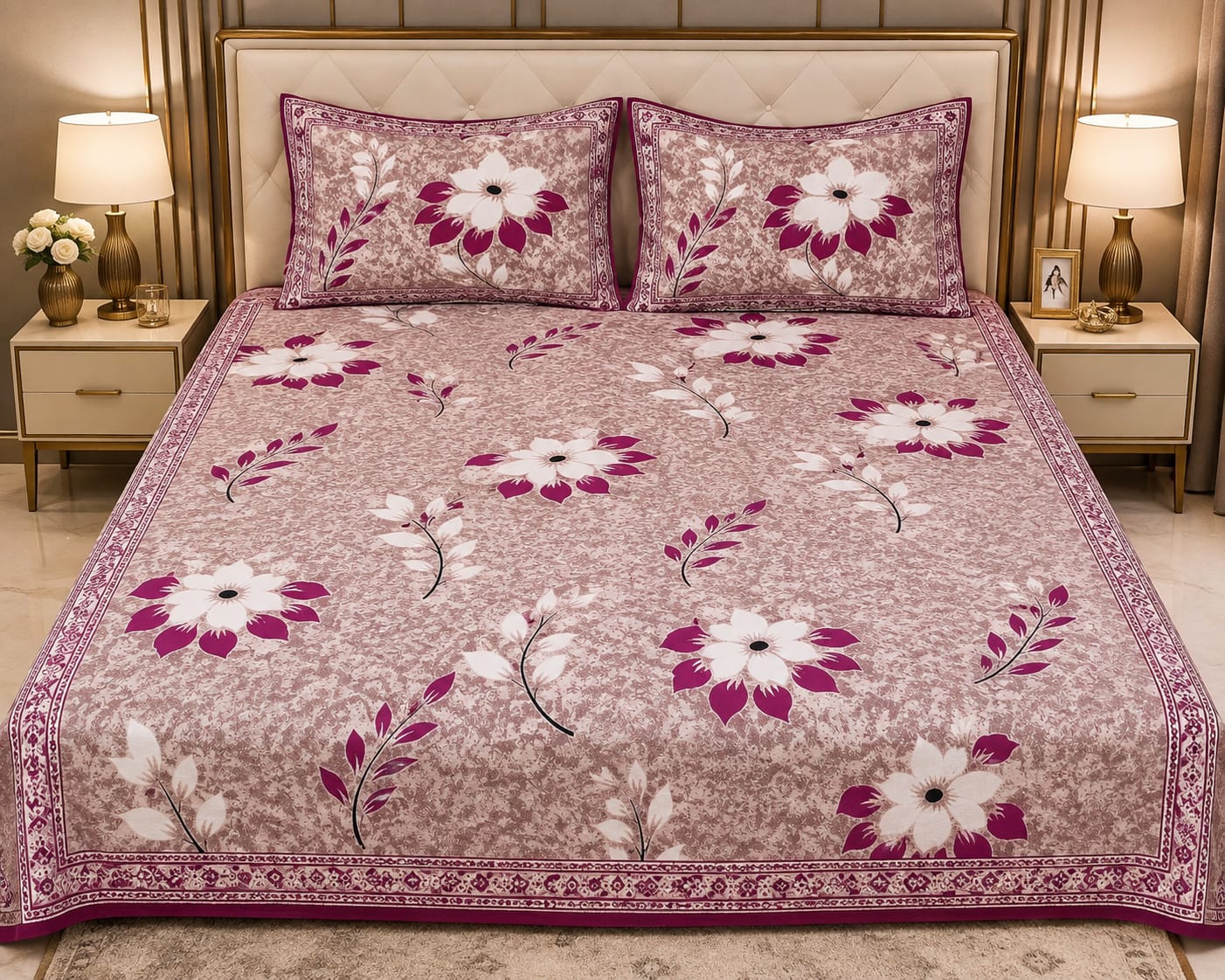 Ruby Floral Bedsheet