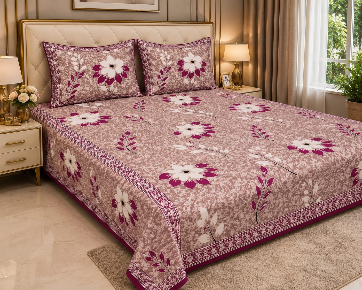 Ruby Floral Bedsheet