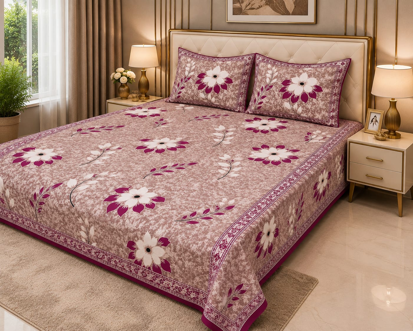 Ruby Floral Bedsheet