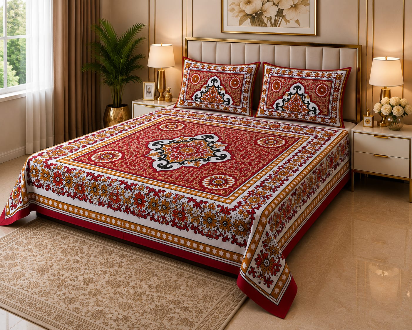 Symphony Block Print Bedsheet